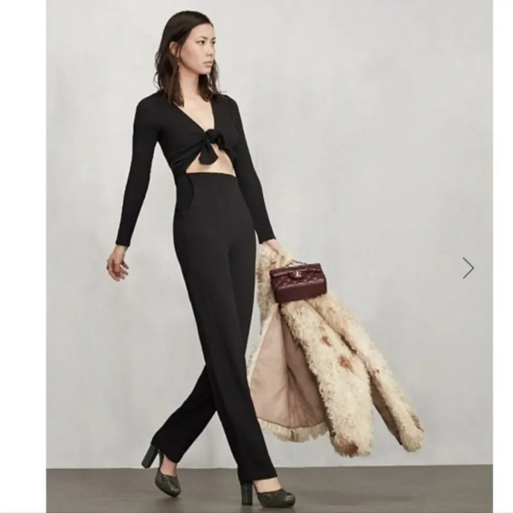 NWOT Reformation Jett Black Collared Jumpsuit - Picture 4 of 15